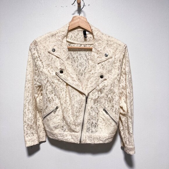 Cream Lace Biker Moto Jacket - Picture 7 of 16